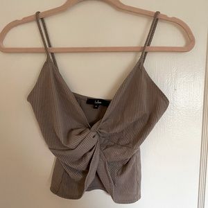 Lulu’s twist front ribbed crop top